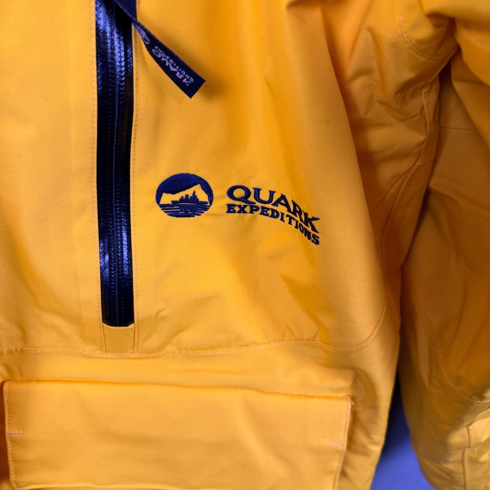 Quark Expeditions Parka Jacket Mens Small Yellow Hooded Fleece Lined Heavyweight - Picture 8 of 15
